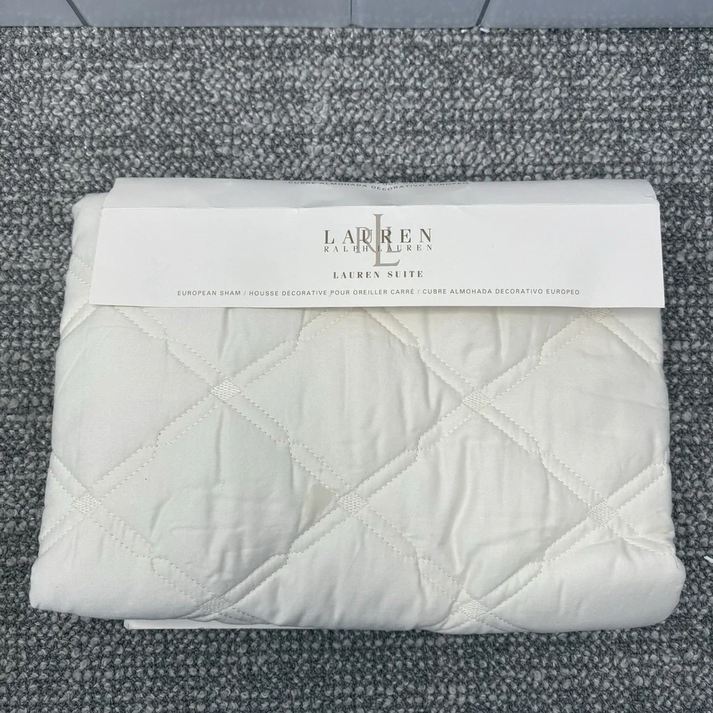 Ralph Lauren Suite Diamond Quilted‎ Cream Cotton  Euro Sham NEW One Sham